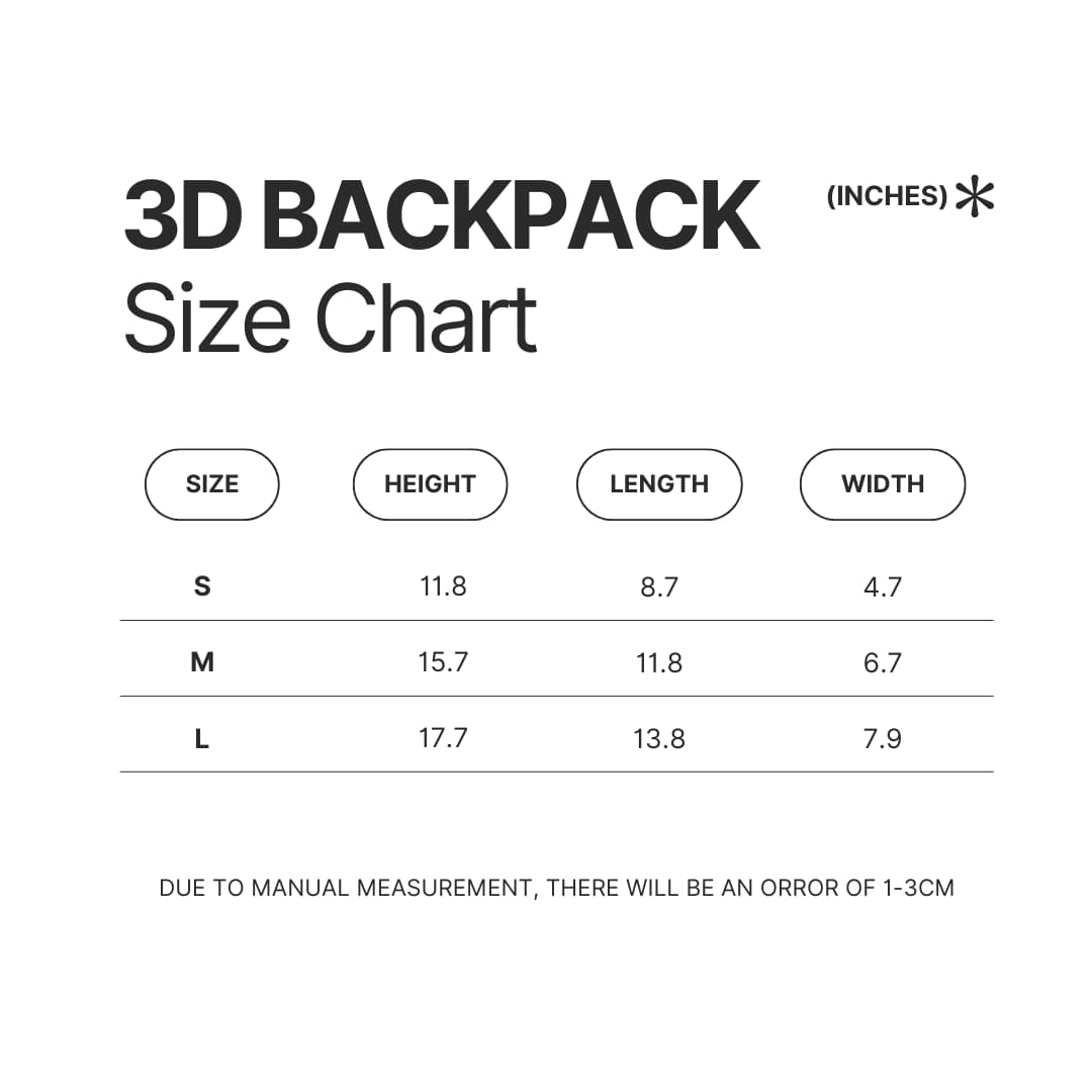 3D Backpack Size Chart - Chicago P.D. Merch