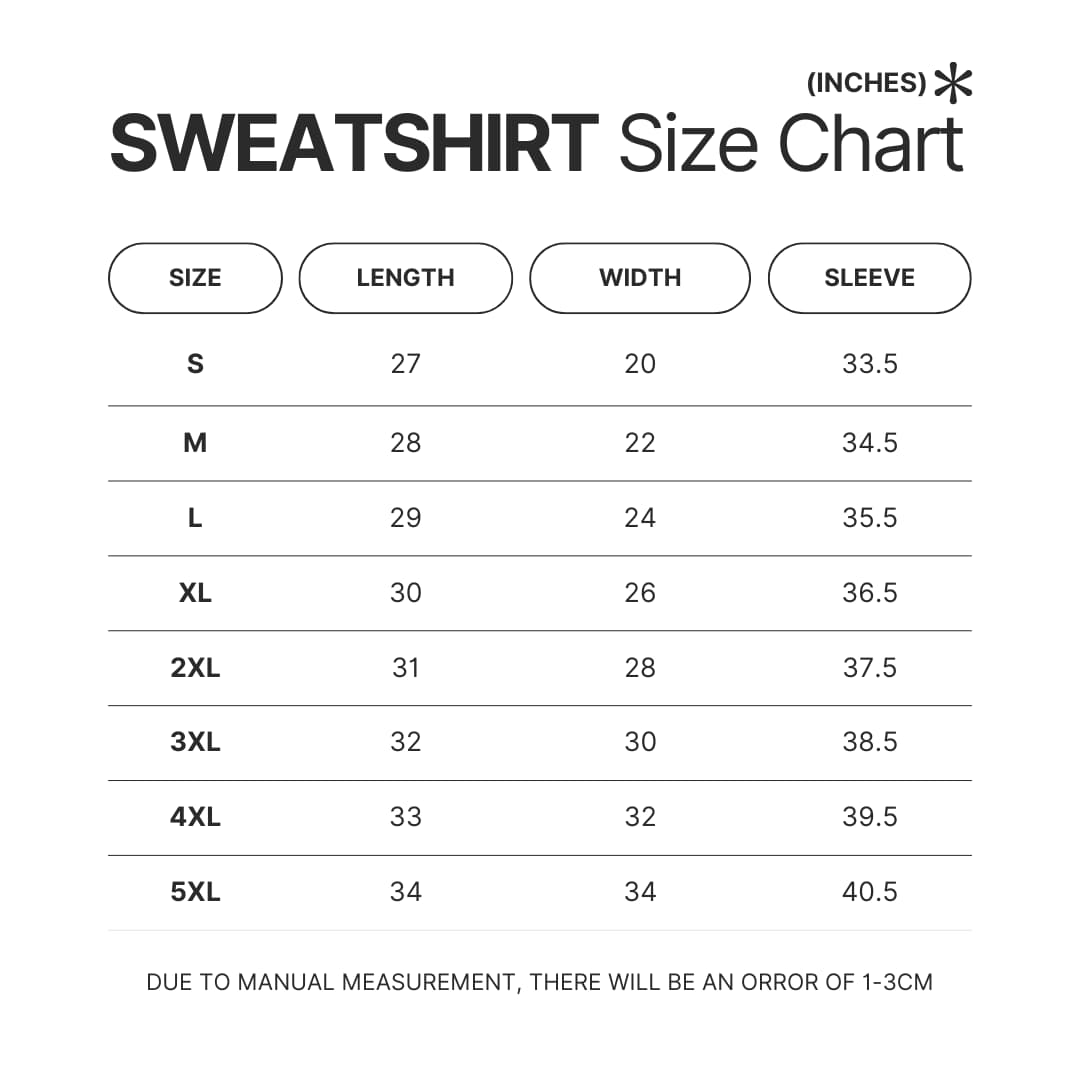 Sweatshirt Size Chart - Chicago P.D. Merch